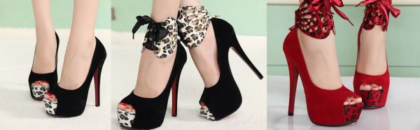 Sapato aberto, vermelho ou preto