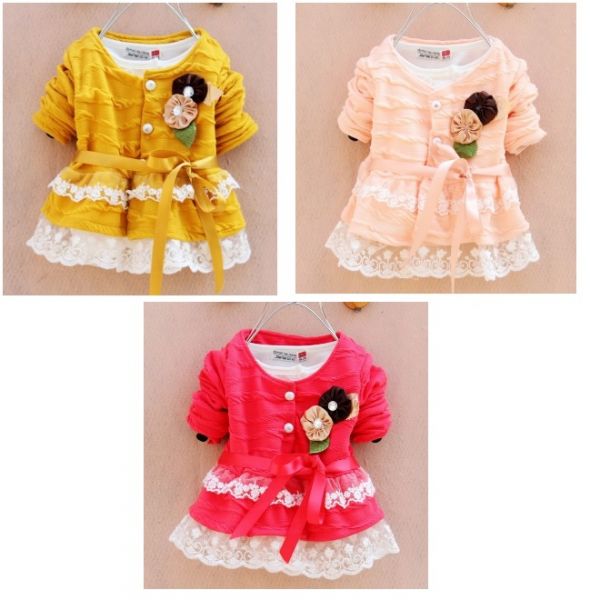 Vestido manga comprida com renda
