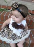 Kit top sem mangas, com três flores + leopardo tutu